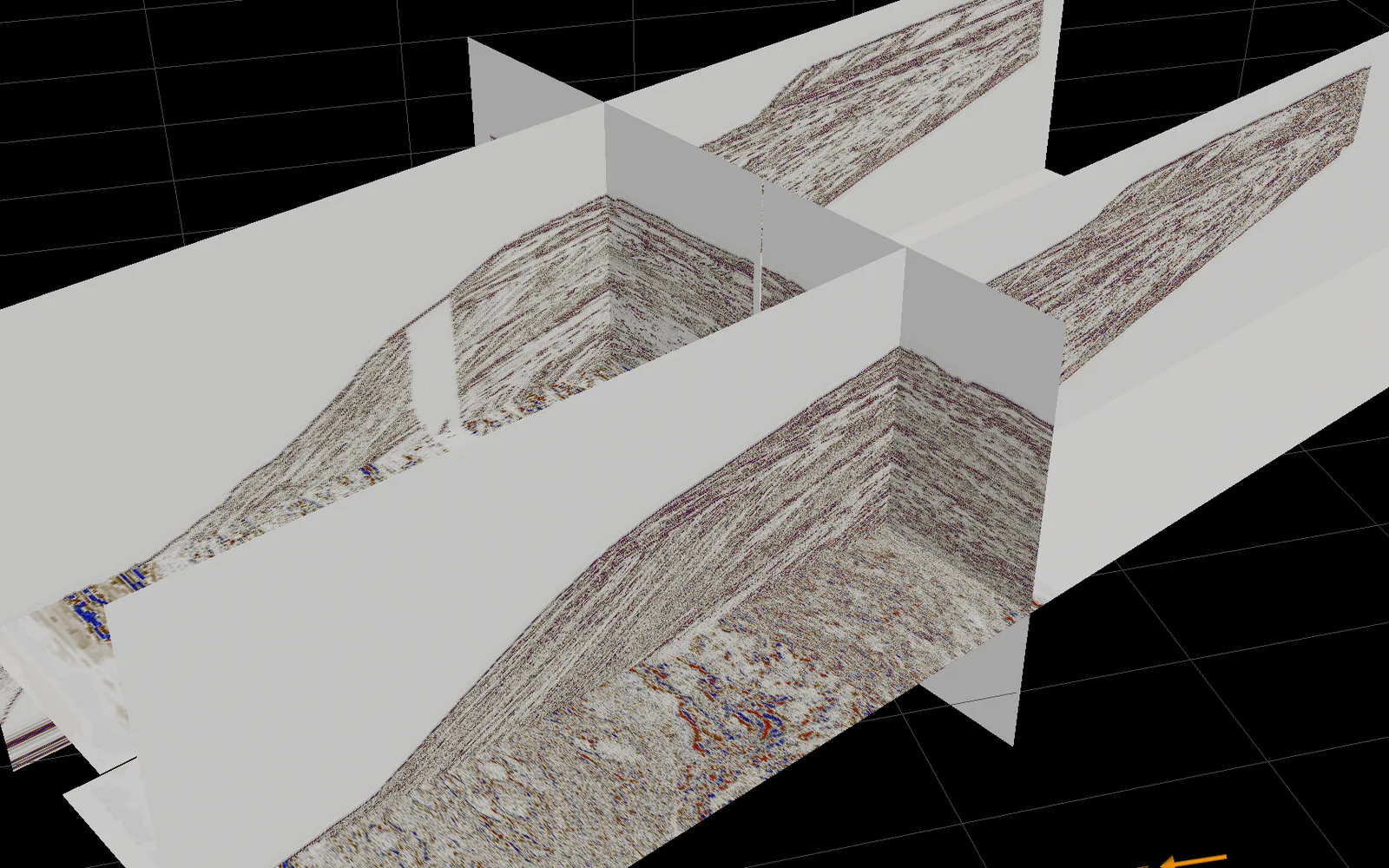 XES02 synthetic dip and strike 3D seismic volumes displayed in Solarium™